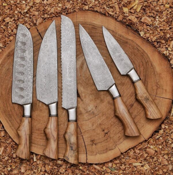 Handmade Damascus Steel Chef Knife Set - Image 6