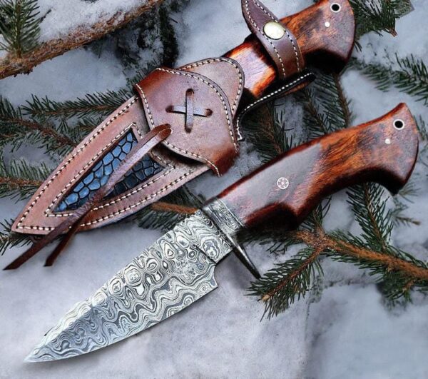 Handmade Damascus Steel Forged Hunting Camping Knife - Image 3