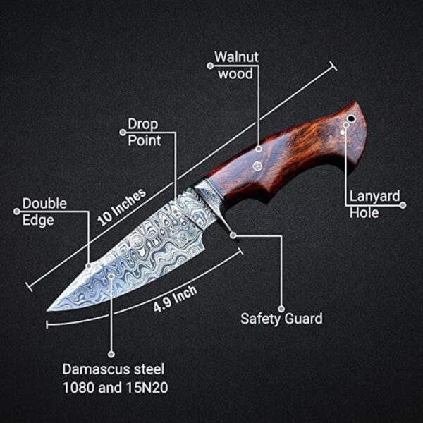 Handmade Damascus Steel Forged Hunting Camping Knife - Image 4