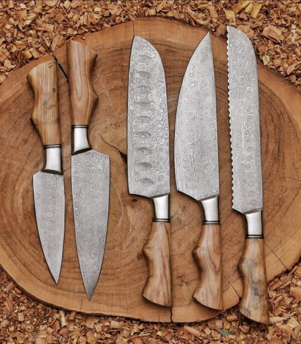 Handmade Damascus Steel Chef Knife Set - Image 3