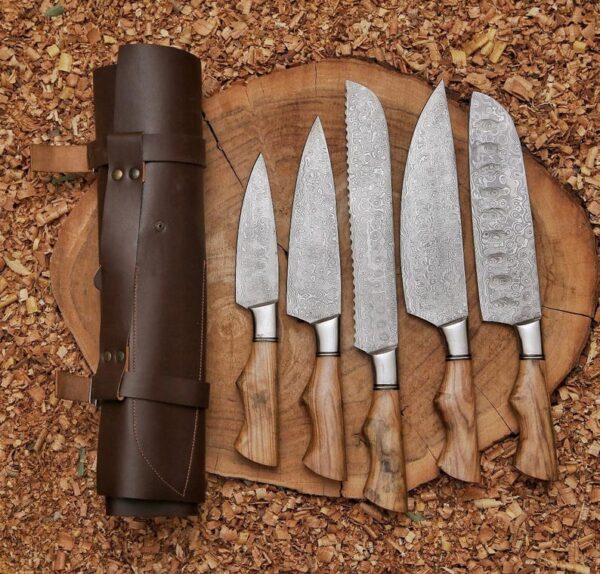 Handmade Damascus Steel Chef Knife Set - Image 4