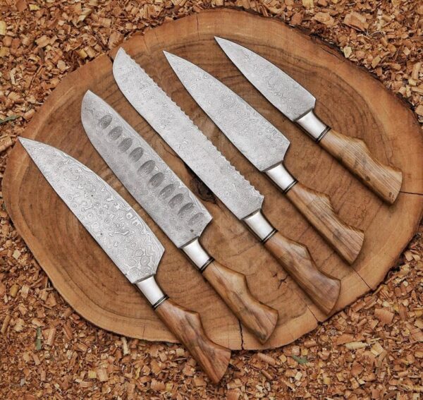 Handmade Damascus Steel Chef Knife Set - Image 5