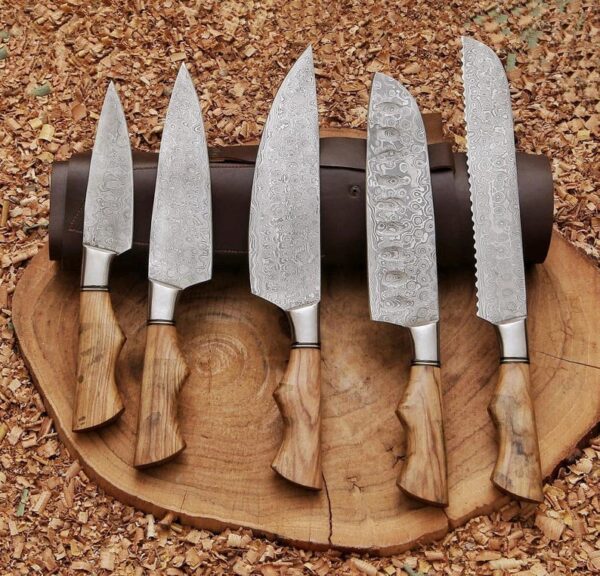 Handmade Damascus Steel Chef Knife Set - Image 7