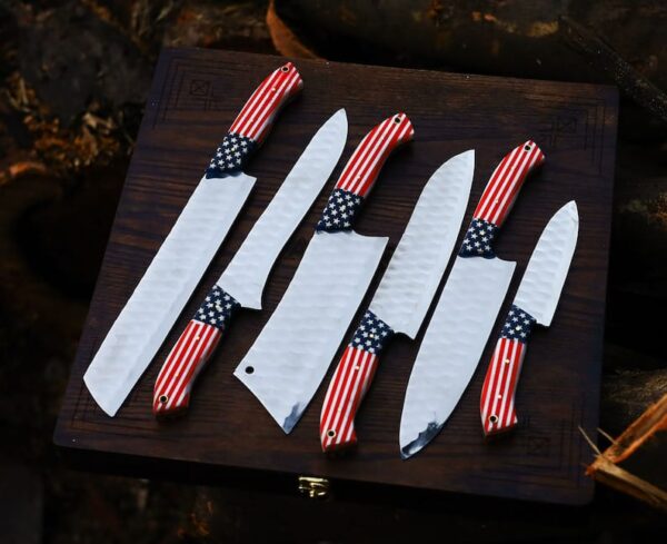 Handmade Chef Knives Set - 6-Pcs Custom Engraved Cutlery