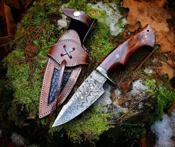 Handmade Damascus Steel Forged Hunting Camping Knife - Image 6